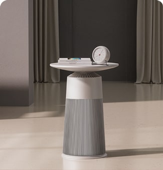 AeroFurniture used as a table and air purifier in a styled room.