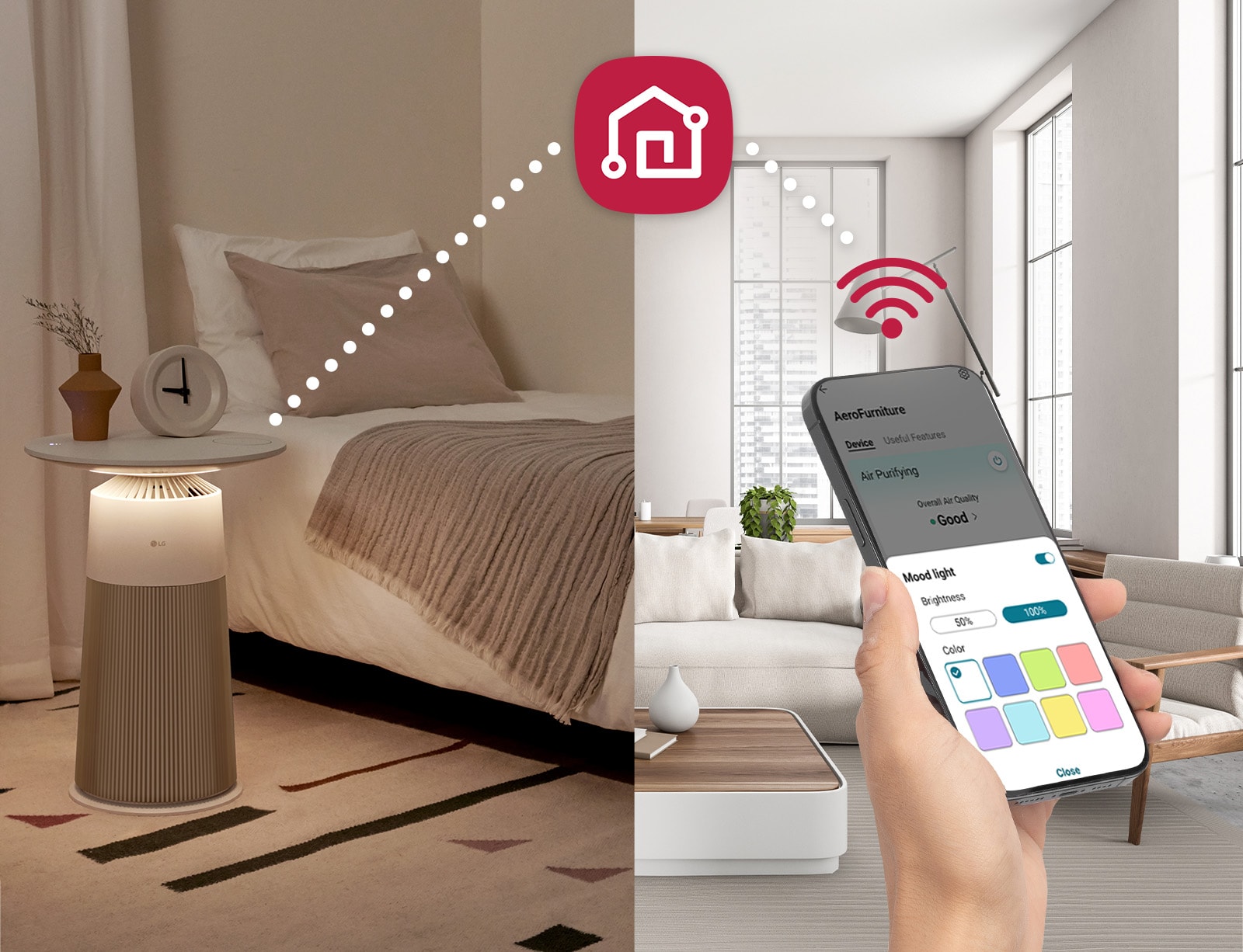 AeroFurniture controlled remotely from a smartphone.