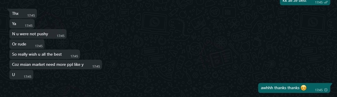 WhatsApp conversation with Benjamin Ong