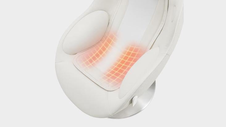 Massage recliner heated lower-back seat graphic.