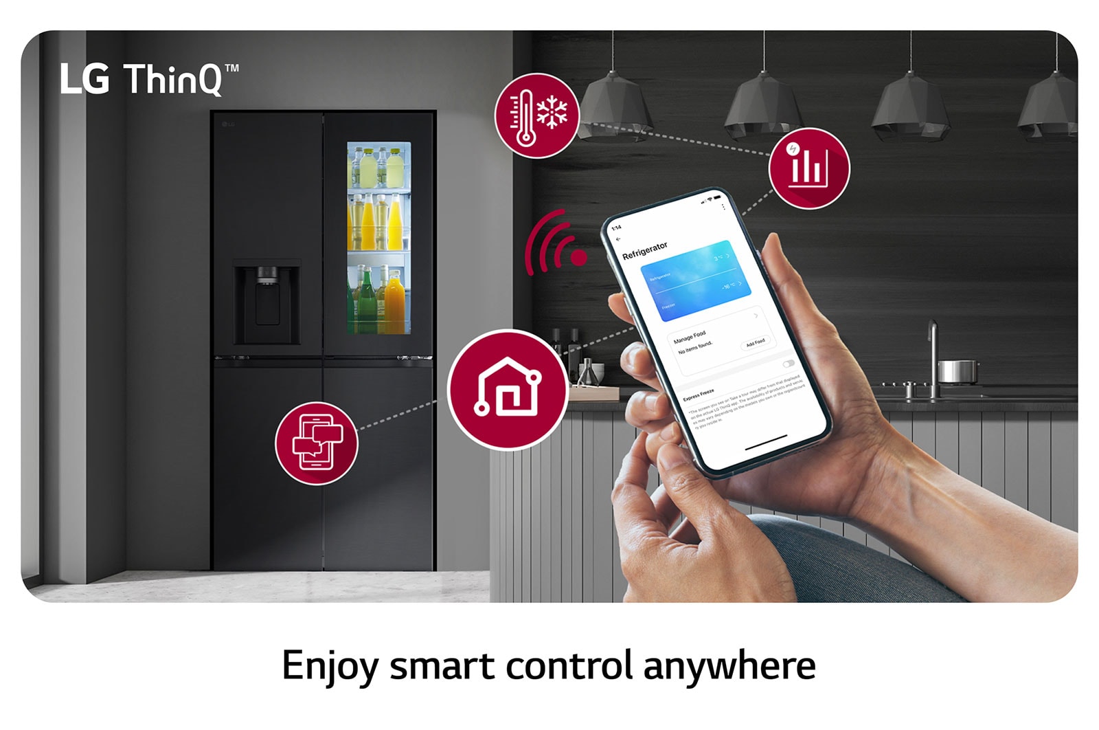 [Subscribe] 508L French Door Fridge with InstaView in Essence Matte Black Finish - Essence Matte Black thumbnail 5