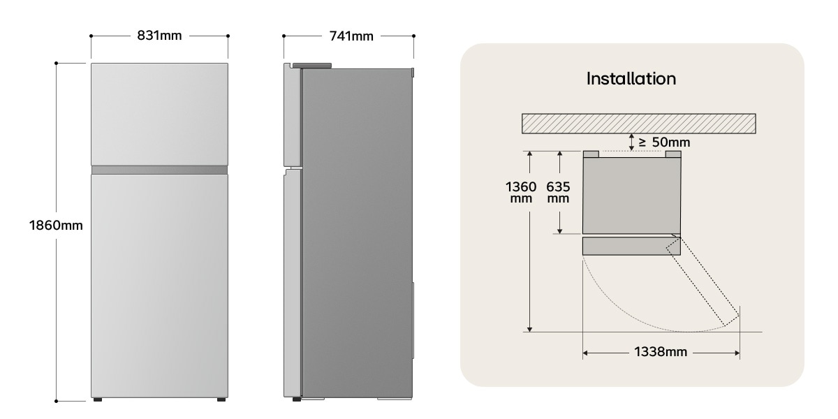 GRTF622PQHR Dimensions
