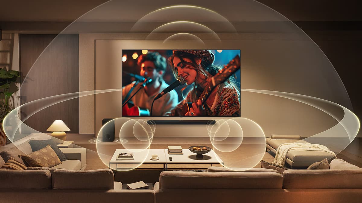 Full surround sound system from LG TV and Soundbar in sync