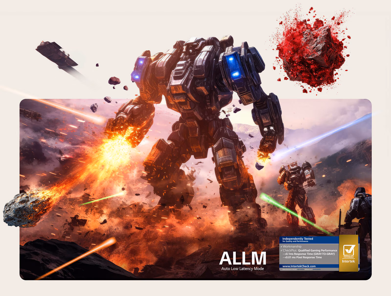 LG B6 ALLM low-input-lag gaming illustration and performance badge