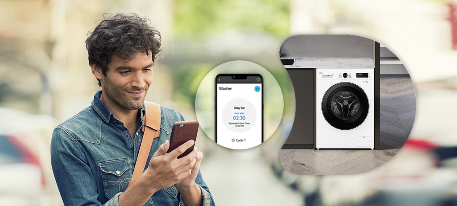 Remote washer control through ThinQ app.