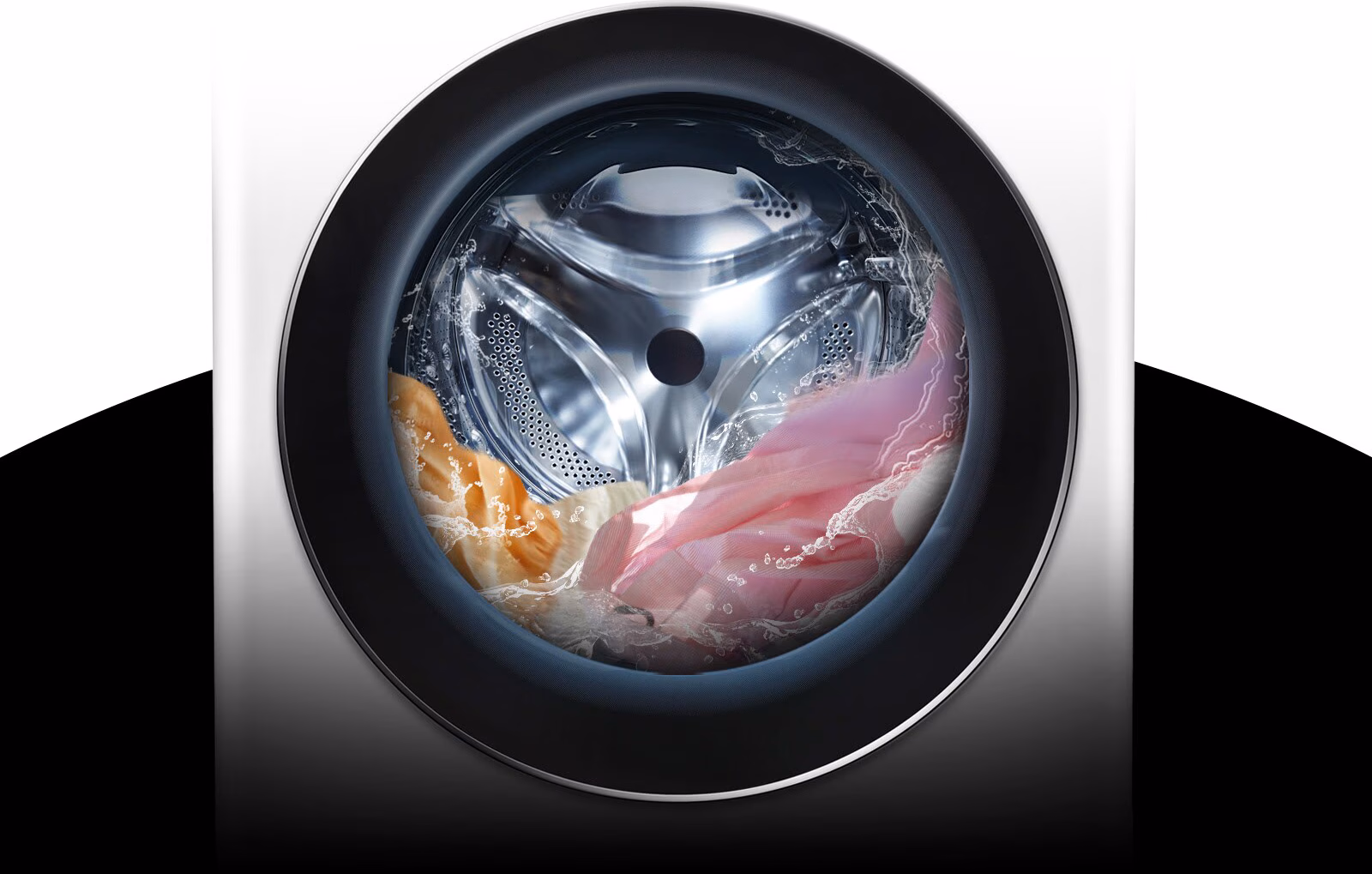 Illustration of water reaching laundry inside a washer drum