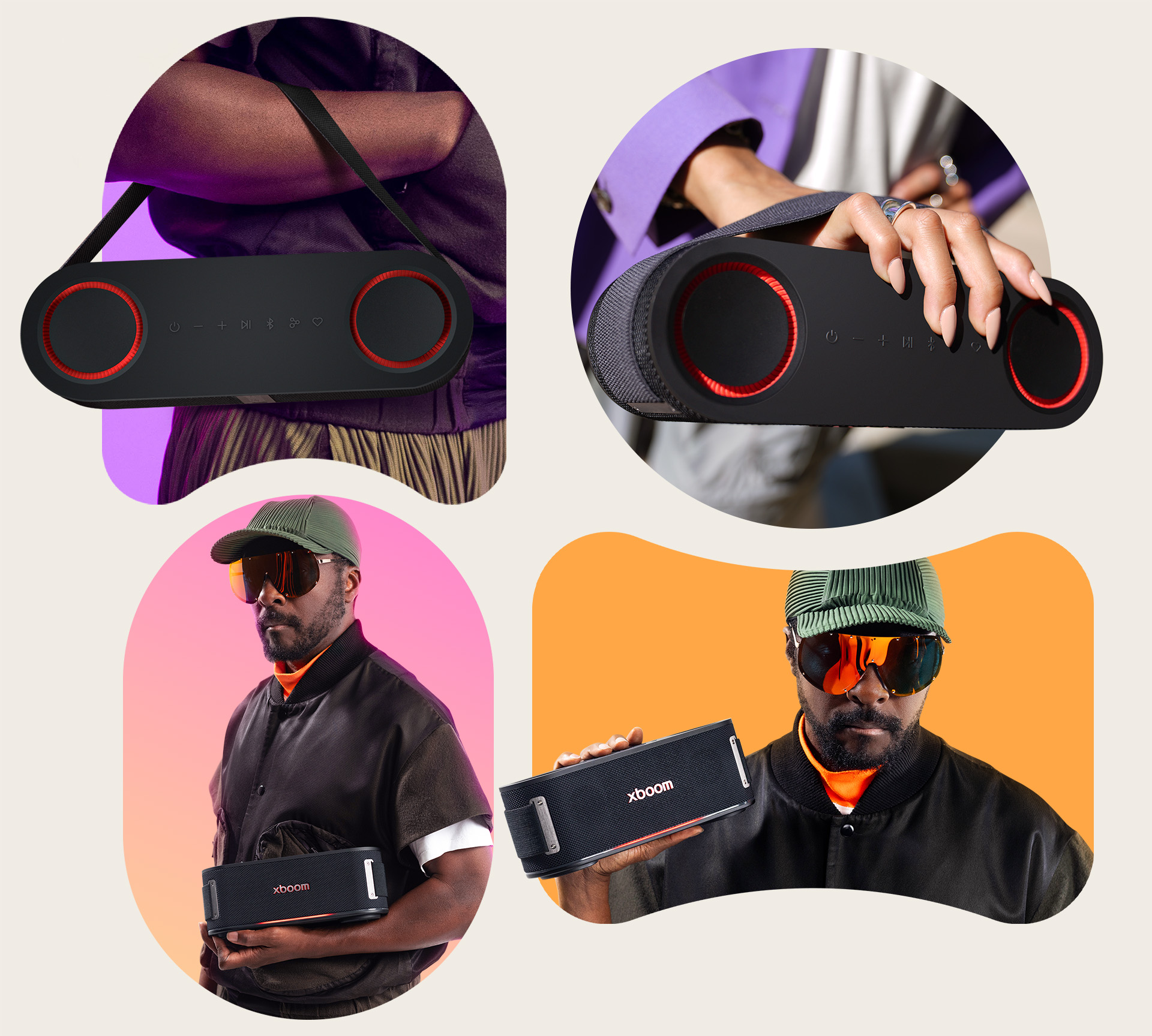 xboom Bounce with strap in multiple views