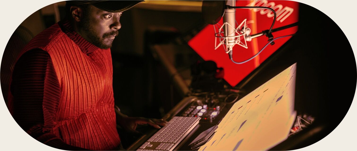will.i.am working in studio