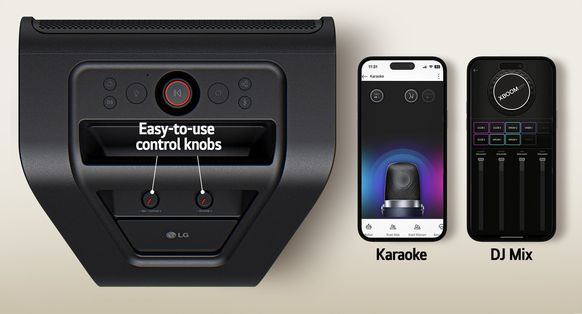 xboom Stage 301 controls and mobile app features.